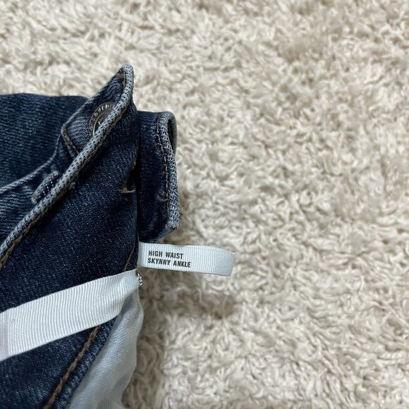 LOFT Size 0 Dark Wash Whiskered High Waisted Skinny Jeans - Picture 7 of 8
